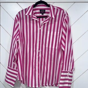 J Crew Pink and white stripe button down shirt
